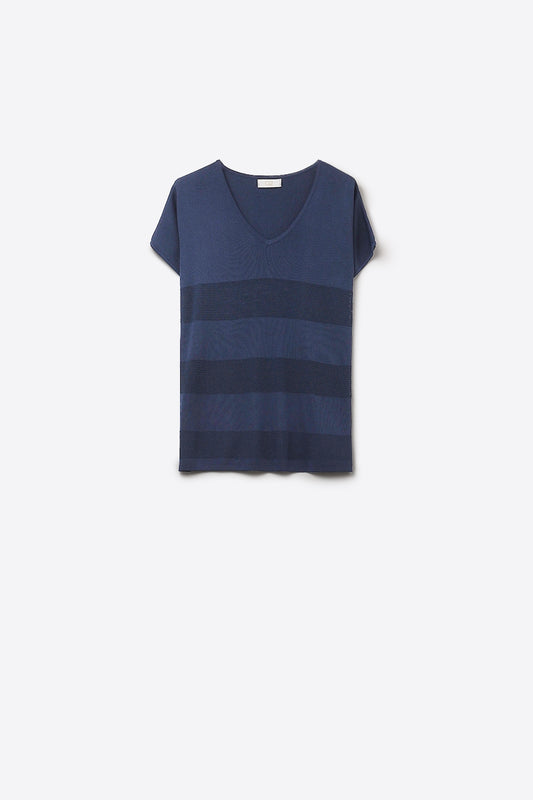 Q2 Maglione a righe navy