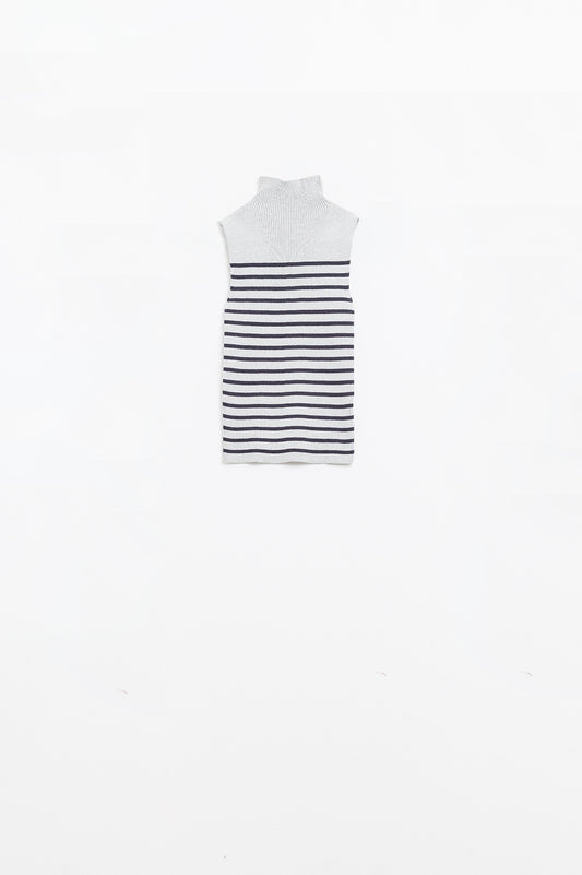 Q2 Maglione a righe Turtle In grigio chiaro
