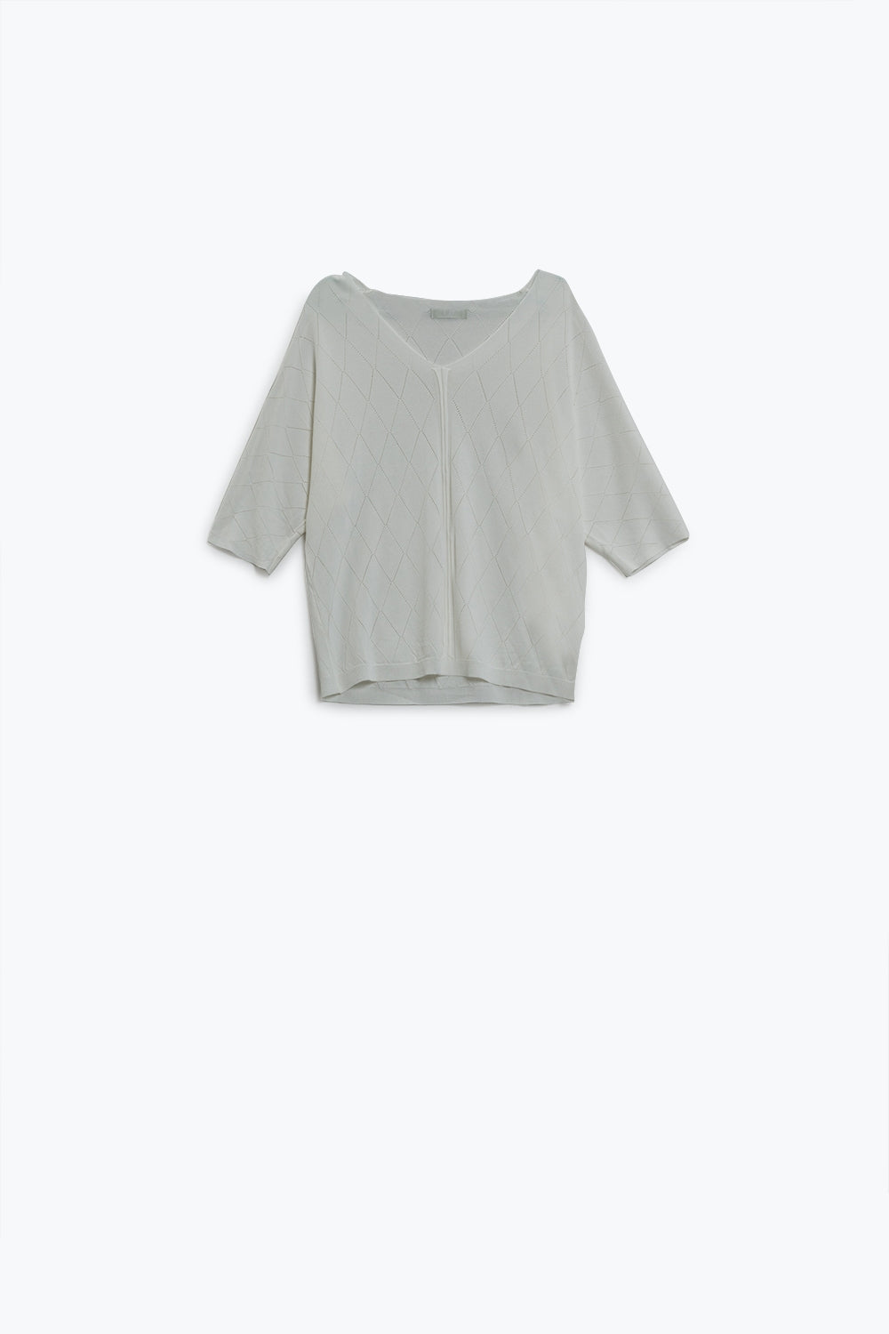 Q2 Maglione bianco a maniche corte con motivo argyle