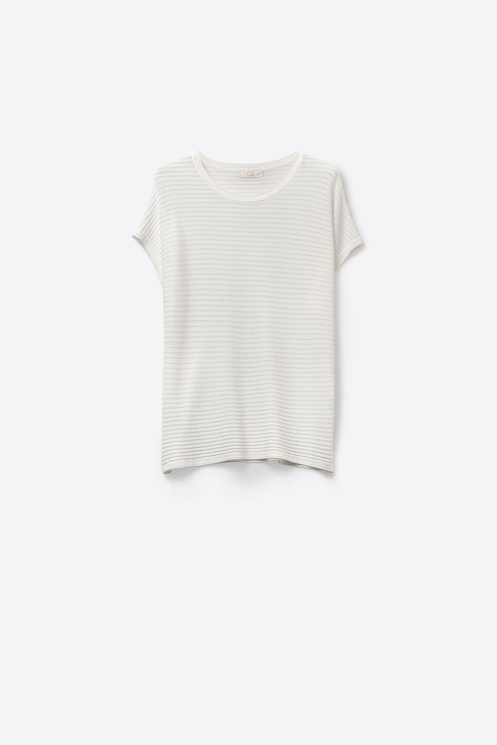 Q2 Maglione bianco a righe lavorato a maglia con collo a barca