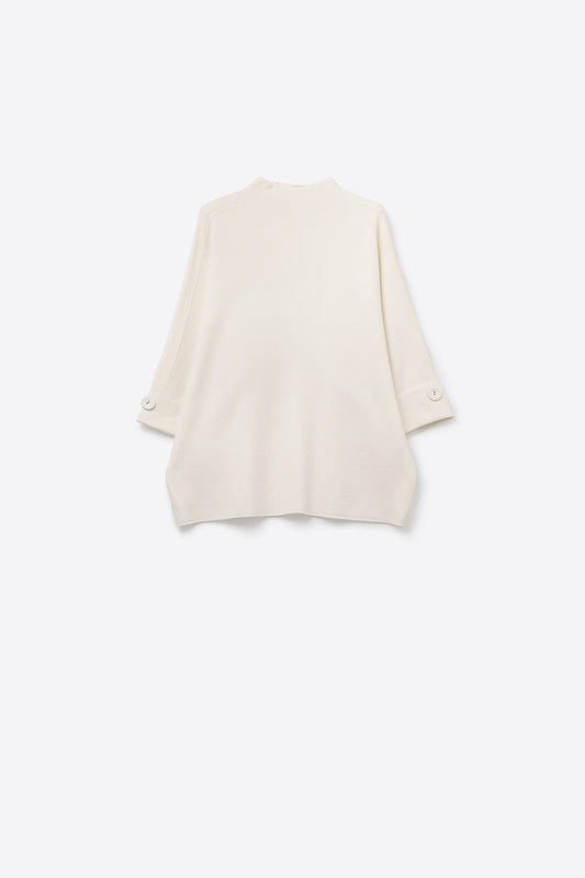 Q2 Maglione bianco lavorato a maglia con dettagli di bottoni