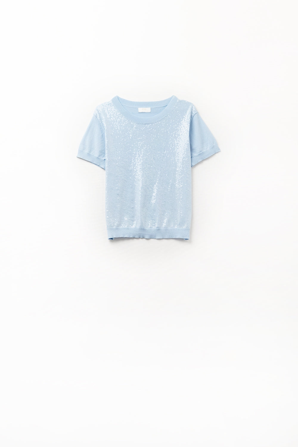 Q2 Maglione blu baby con paillettes e girocollo