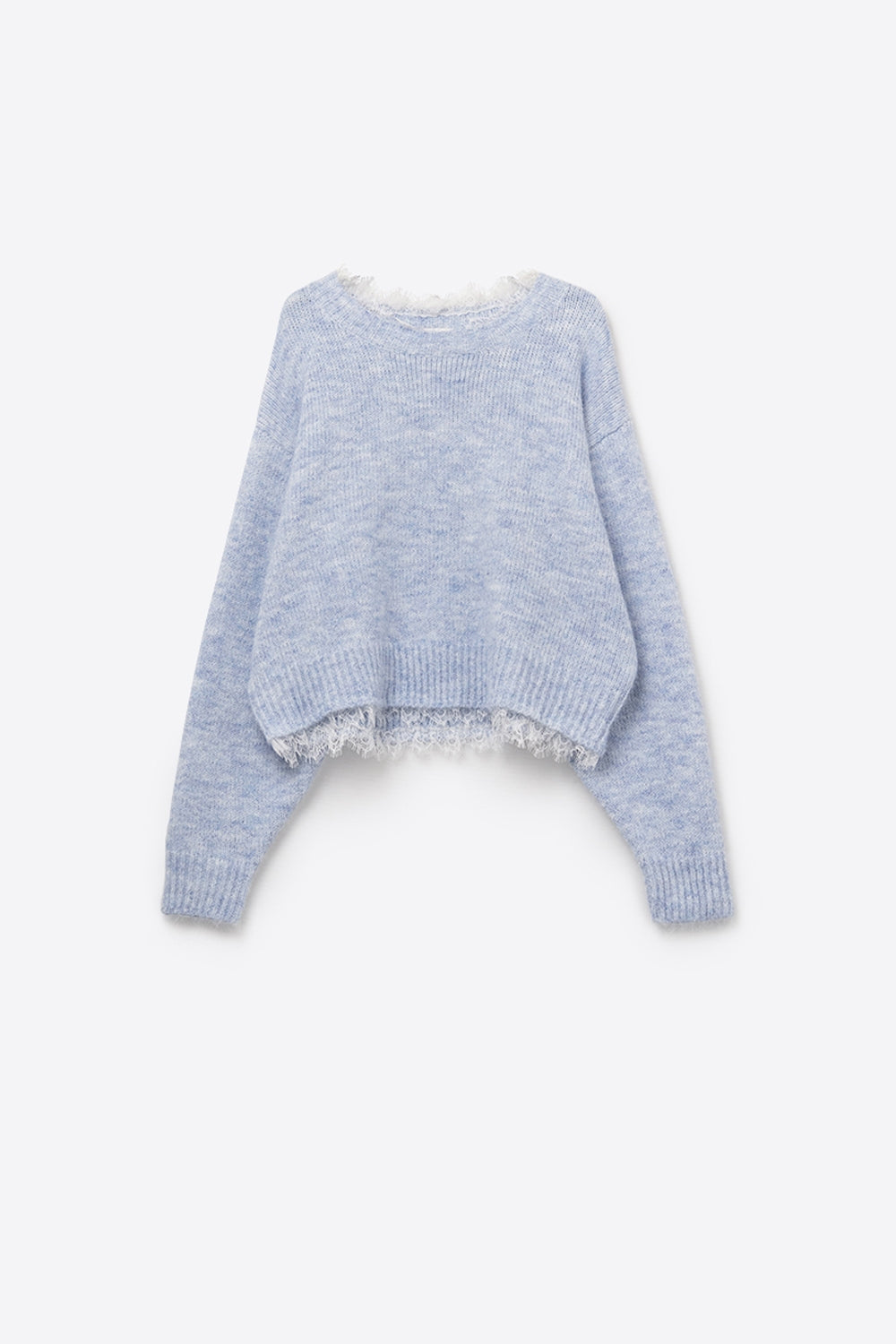 Maglione blu baby rilassato con dettaglio in pizzo