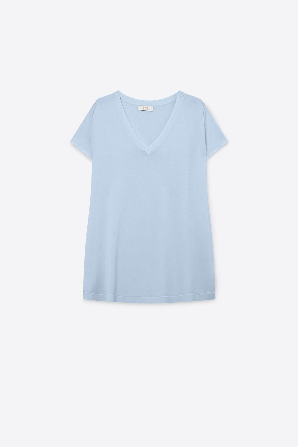 Q2 Maglione blu chiaro con scollo a V e vestibilità rilassata