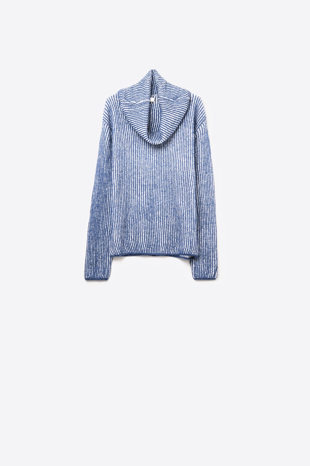 Q2 Maglione blu navy a coste con collo a rollino