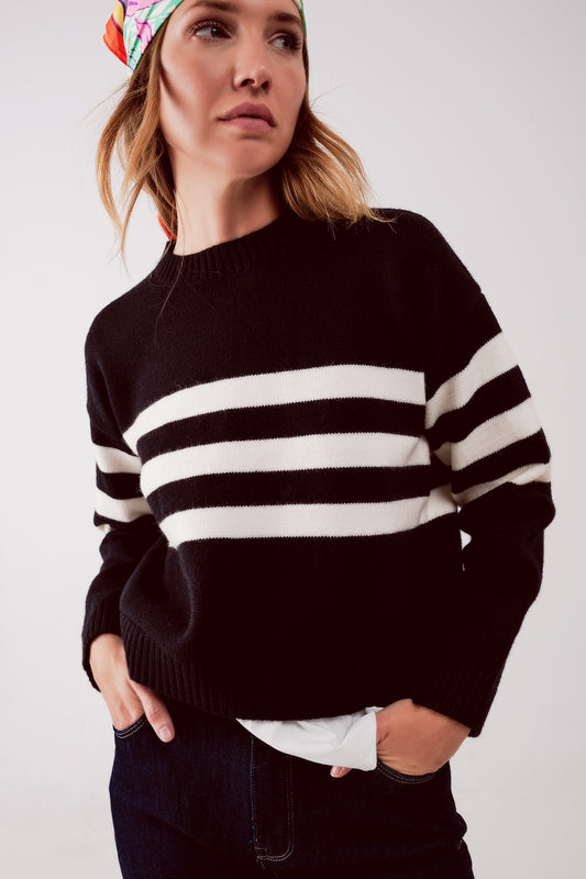 Q2 Maglione camicia 2 in 1 nero con strato inferiore