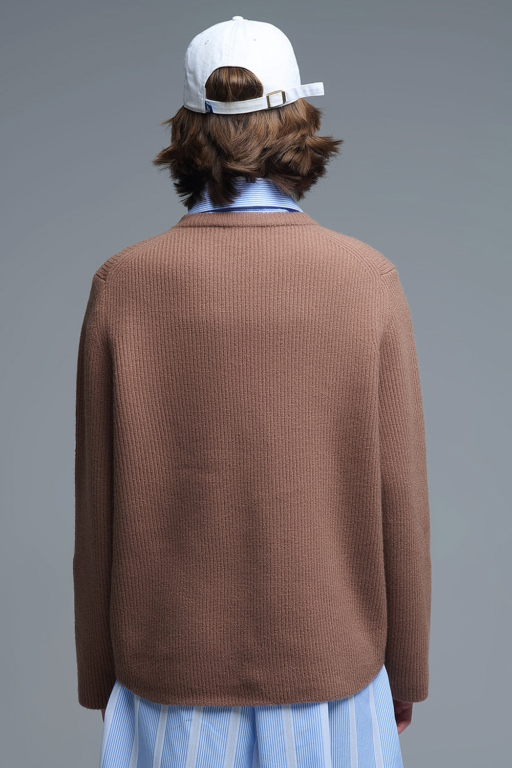 Maglione comodo a coste in cammello