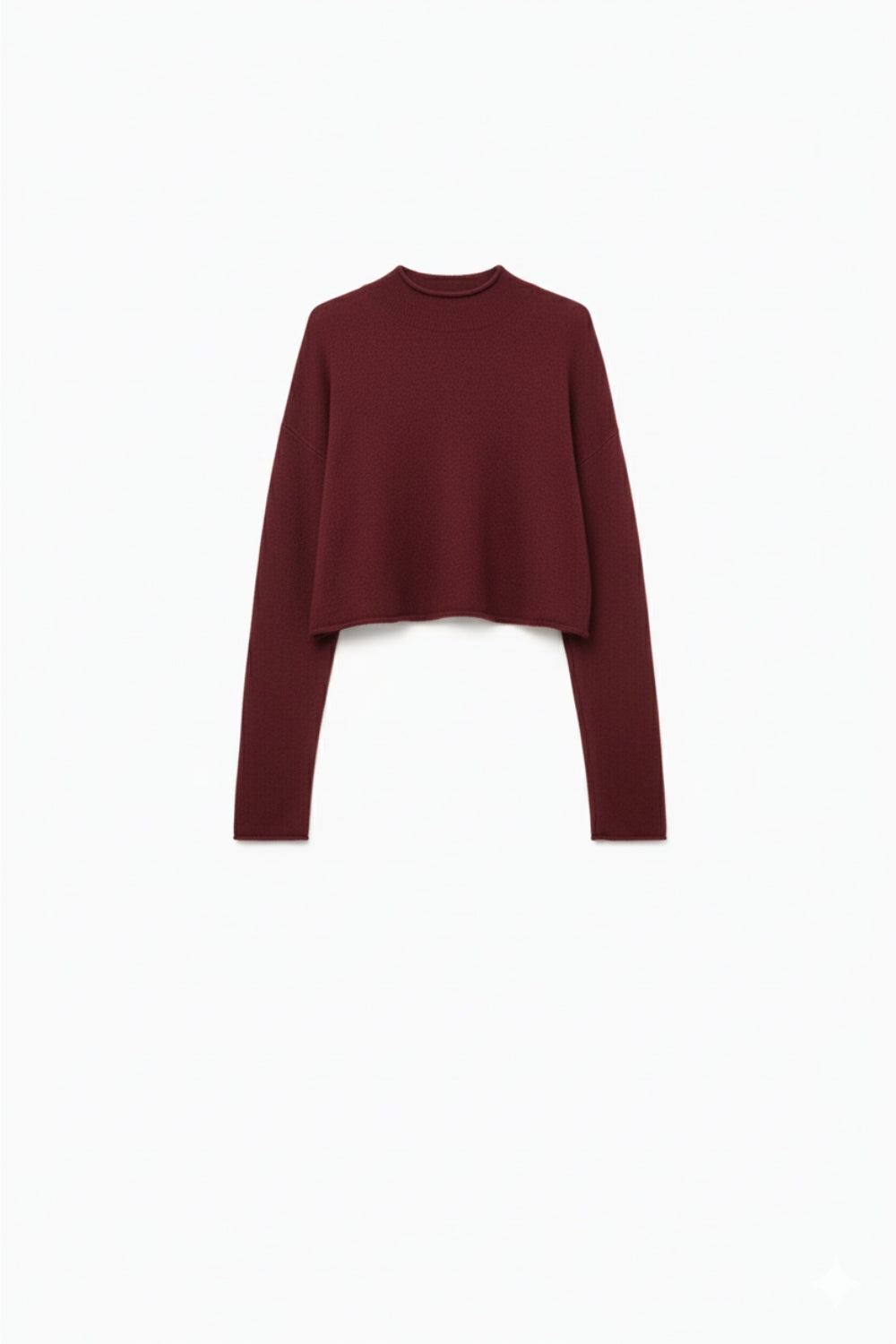 Q2 Maglione corto bordeaux con orlo e colletto