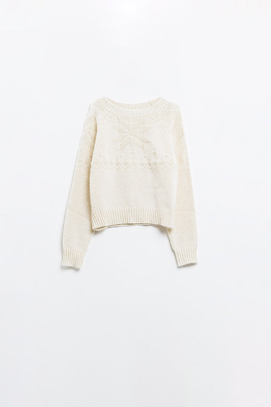 Q2 Maglione crema con dettagli natalizi