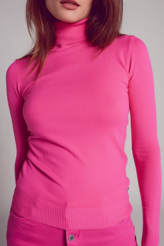 Q2 Maglione dolcevita fucsia