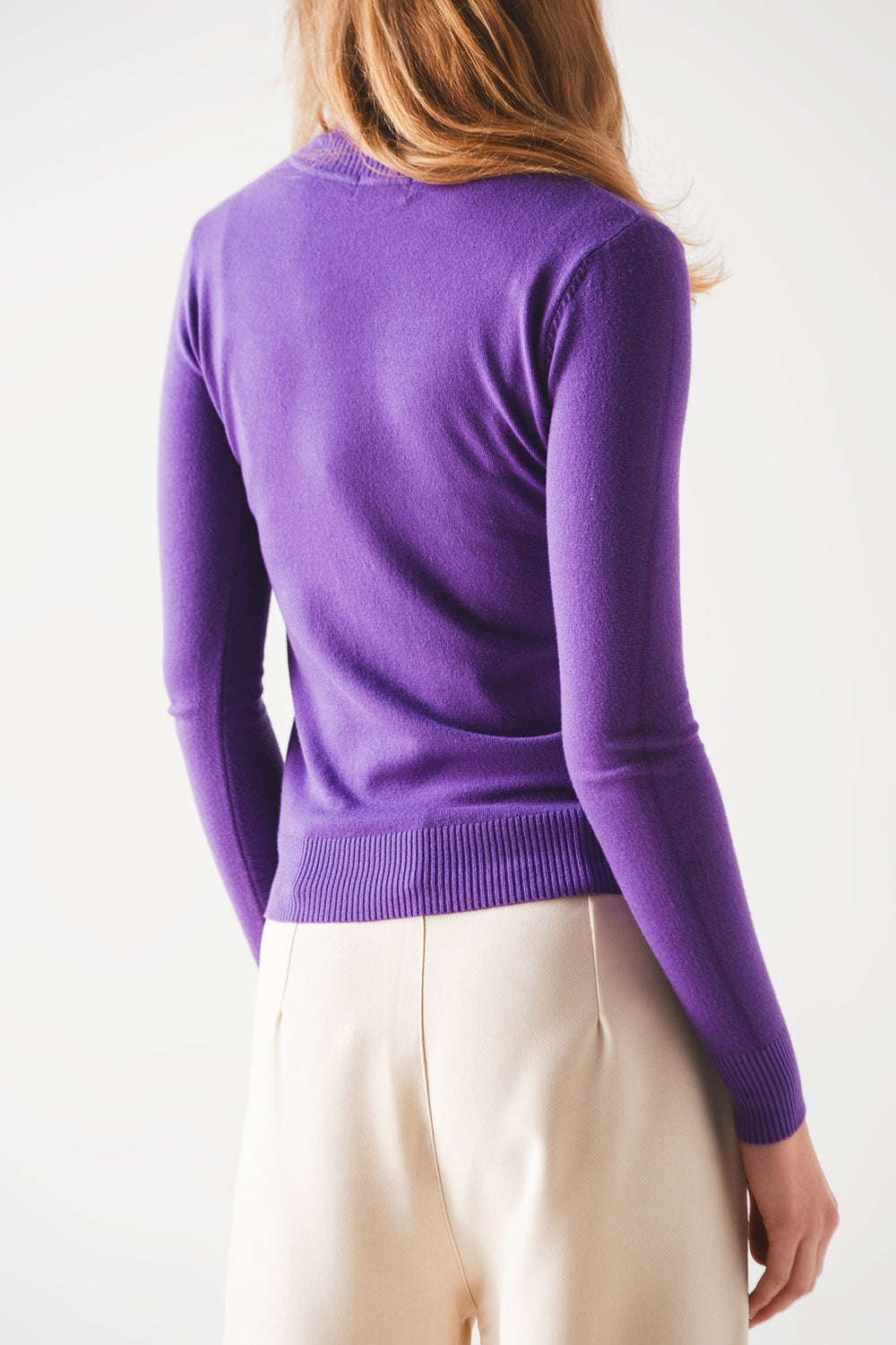 Maglione dolcevita viola