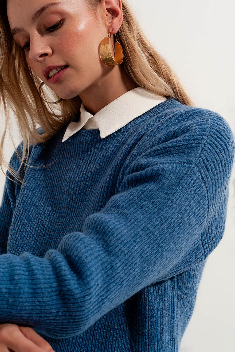 Maglione girocollo di colore blu