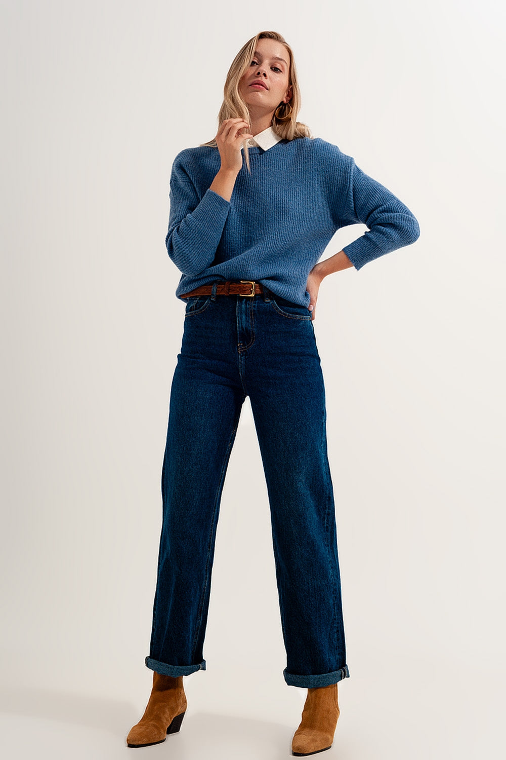 Maglione girocollo di colore blu