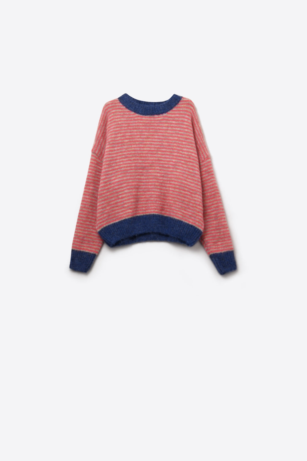 Maglione in maglia a righe vivaci con dettagli navy