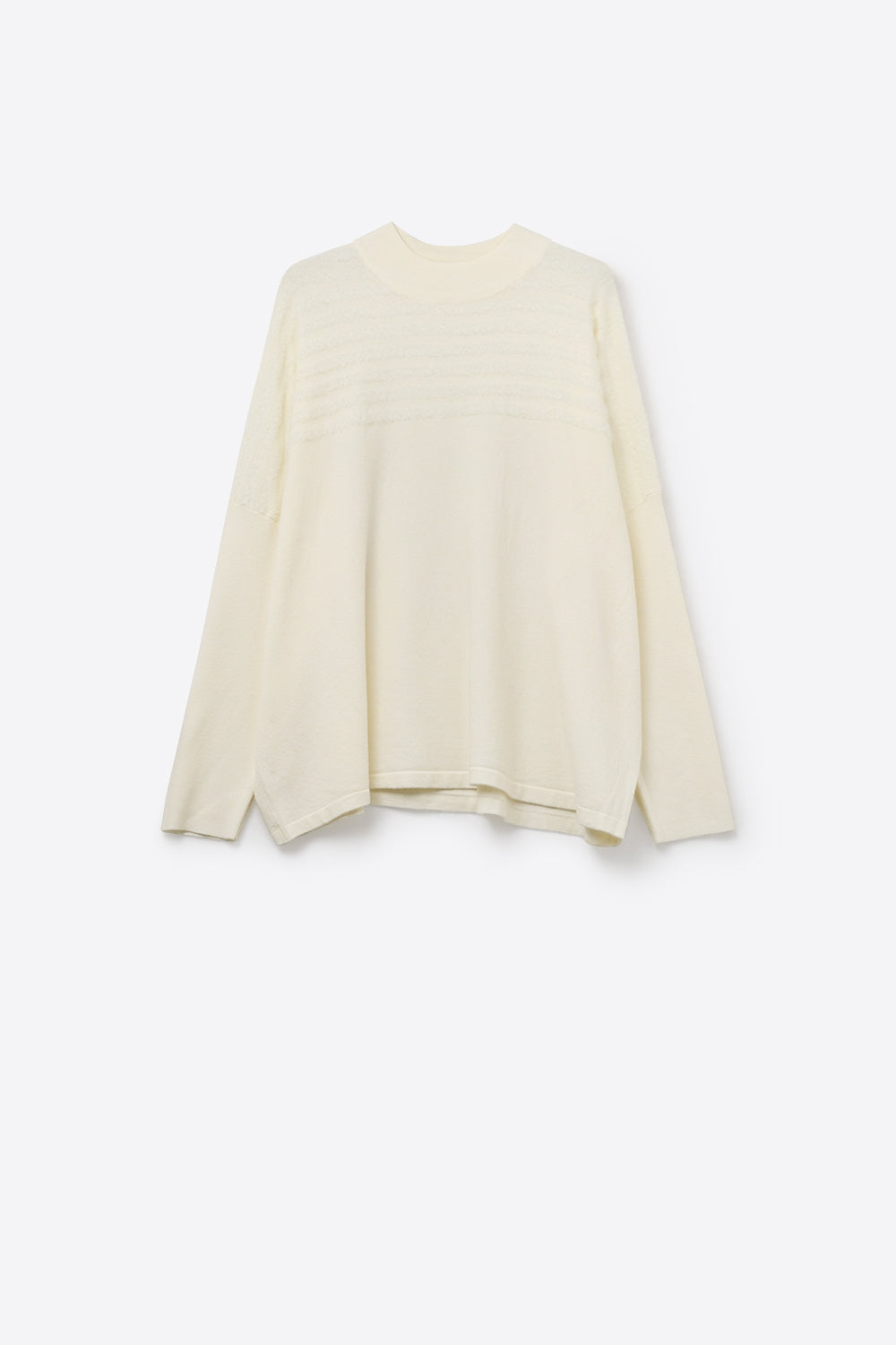Q2 Maglione in maglia beige con dettaglio a righe vaporose