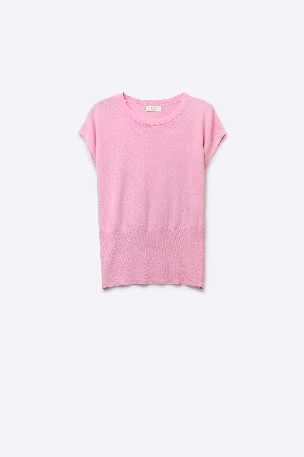Q2 Maglione in maglia leggera con ampia fascia a coste in rosa