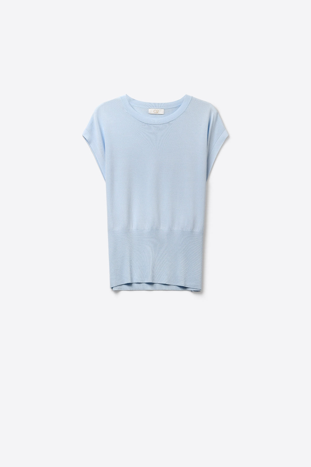 Q2 Maglione in maglia leggera con fascia in vita a coste larghe in azzurro