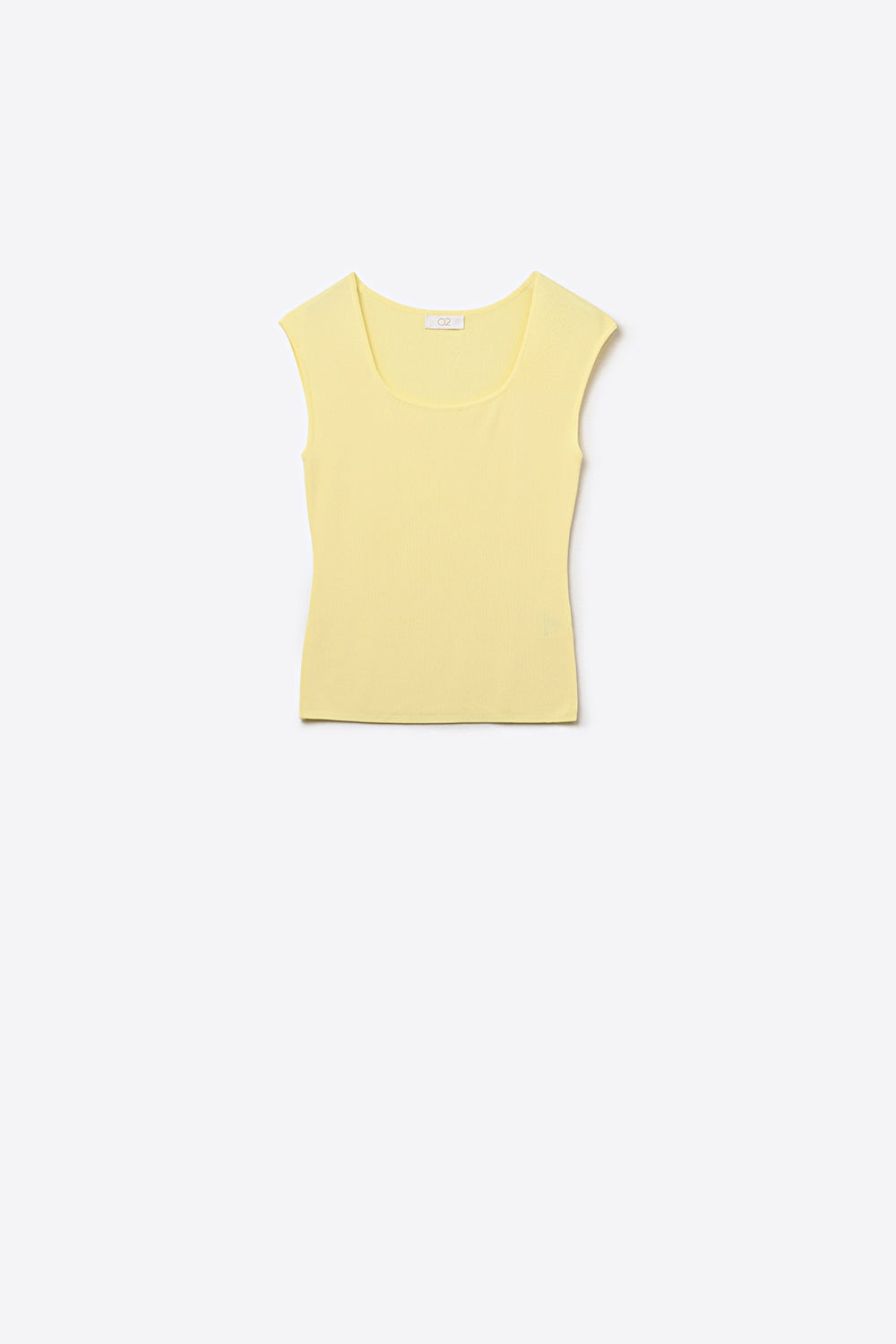 Q2 maglione leggero a coste a scollo tondo in giallo