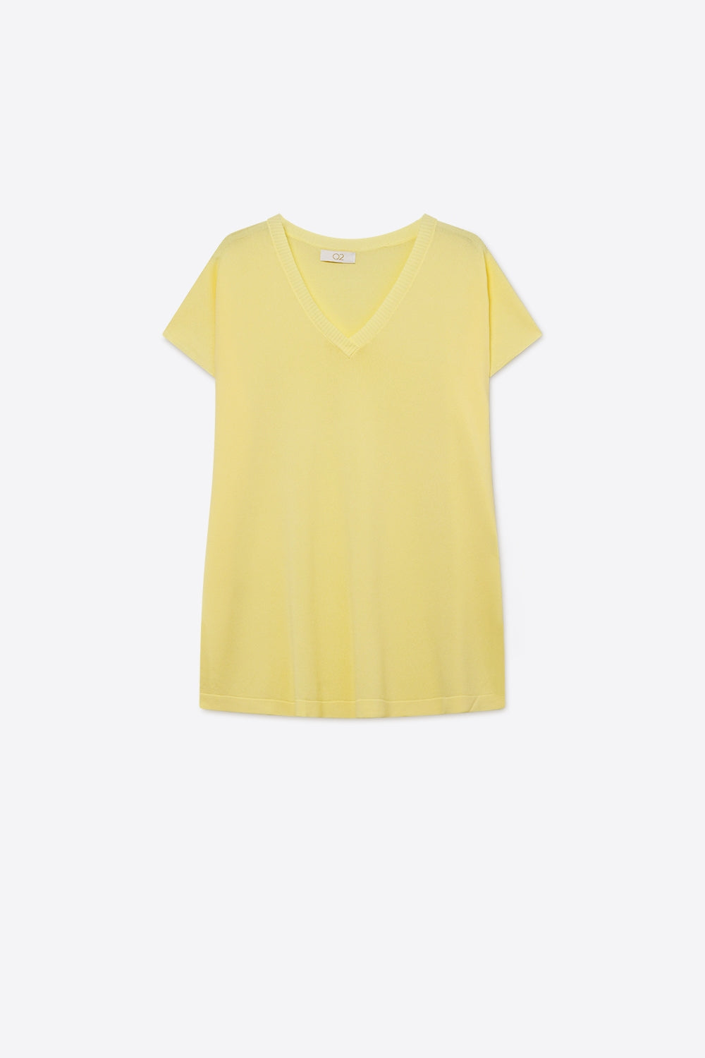 Q2 Maglione leggero giallo con scollo a V e vestibilità rilassata