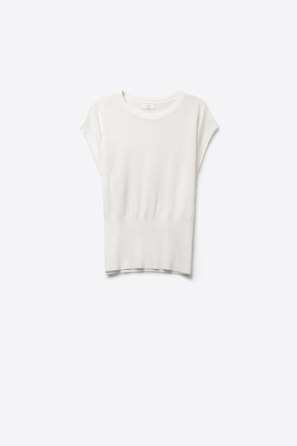 Q2 Maglione leggero in maglia con ampia fascia a coste in bianco