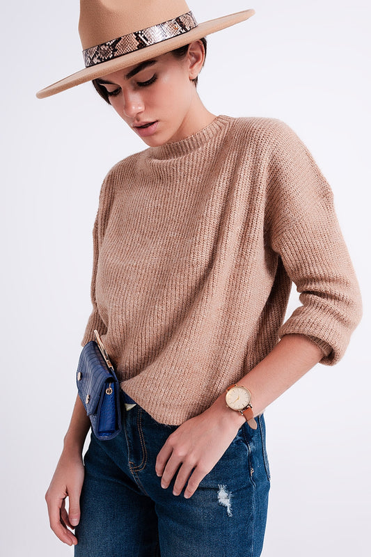 Q2 Maglione lupetto in maglia beige