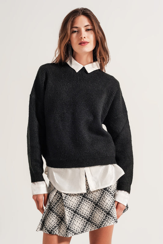 Q2 Maglione lupetto in maglia nero