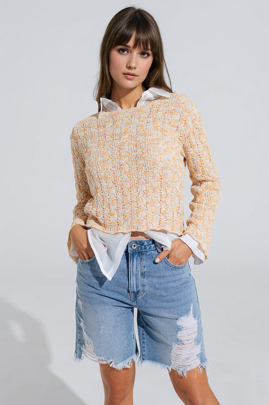 Q2 Maglione multicolore con maniche svasate
