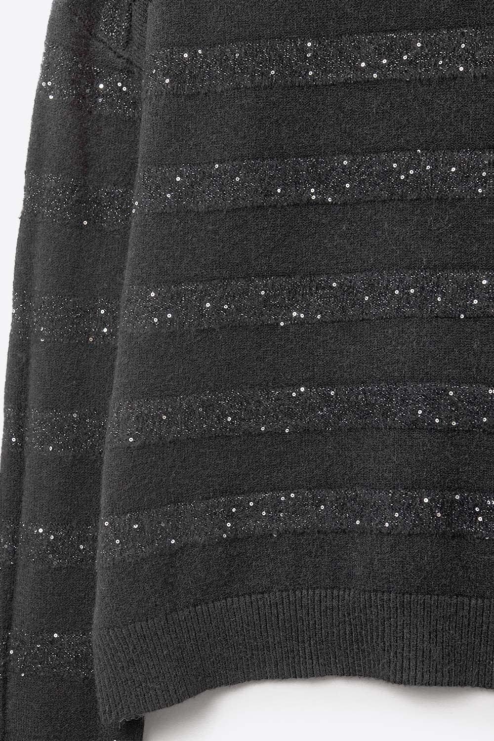 Maglione nero a righe con dettaglio in paillettes