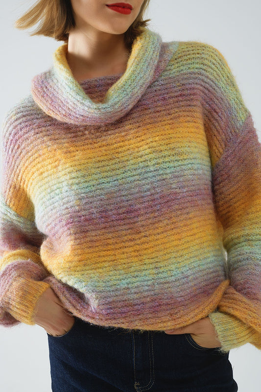 Maglione oversize a collo alto Comfy in multicolore