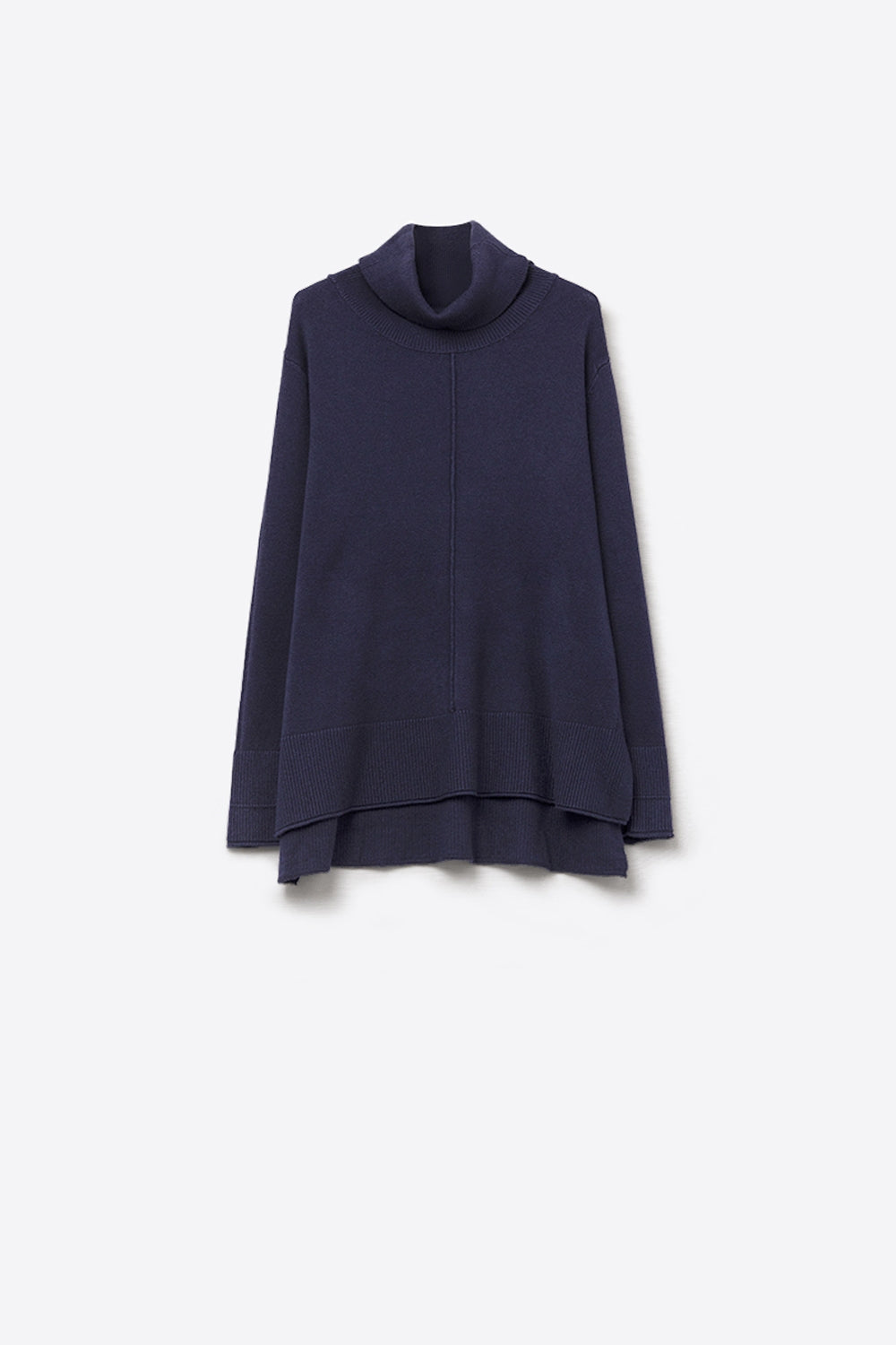 Q2 Maglione oversize con scollo a rotolo in blu