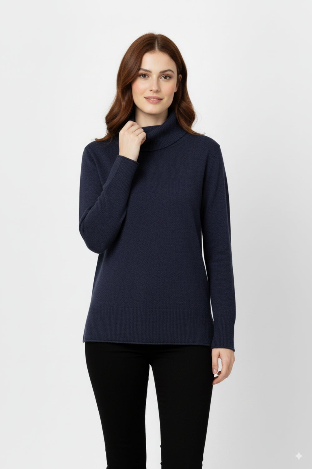 Maglione oversize con scollo a rotolo in blu