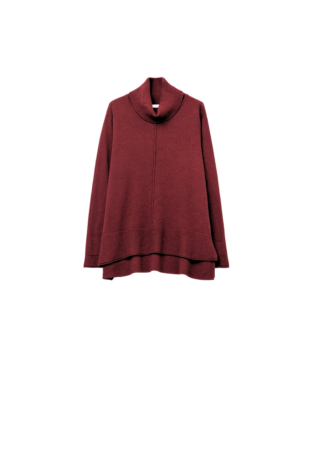 Q2 Maglione oversize con scollo a rotolo in borgogna