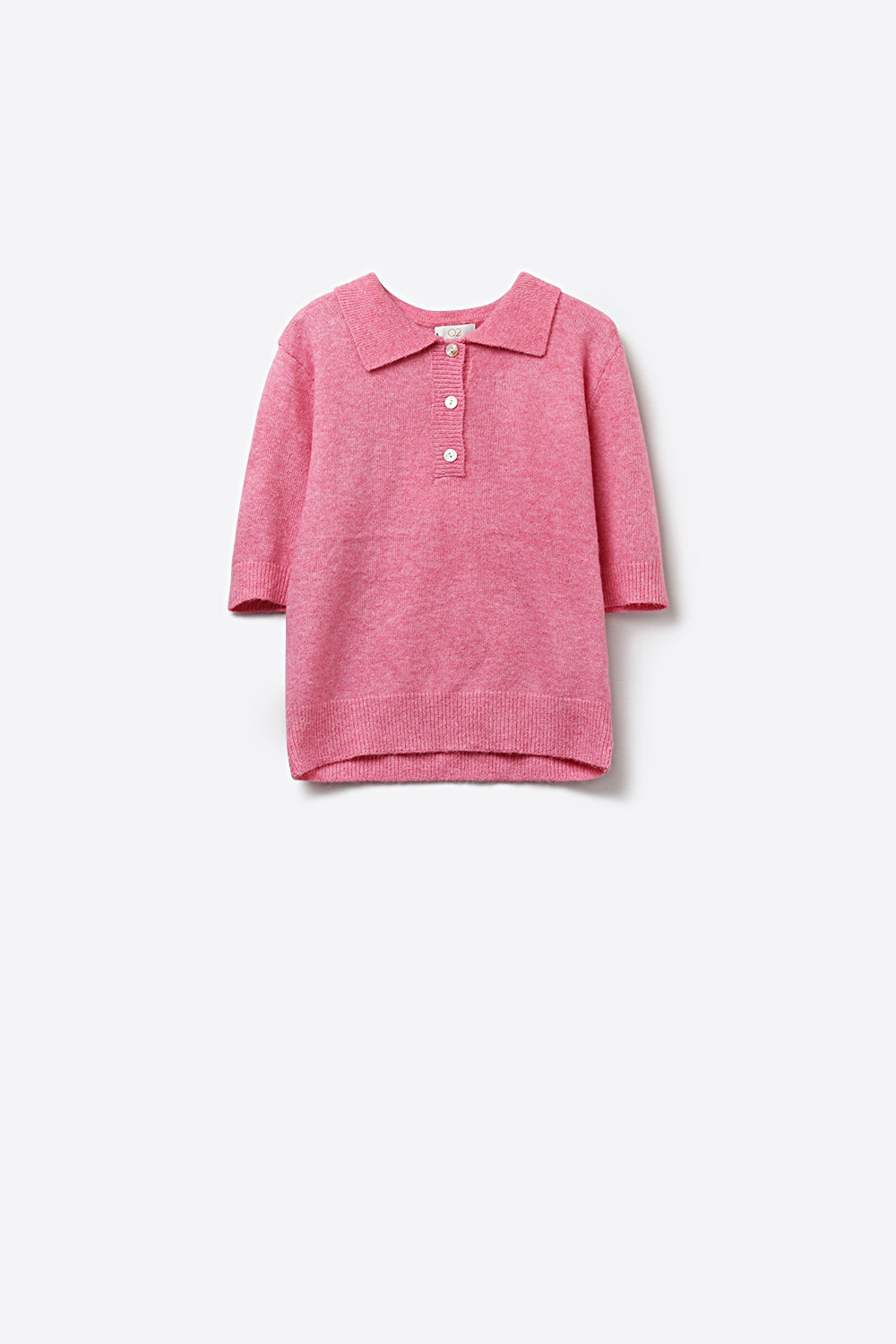 Maglione polo rosa a maglia morbida e soffice