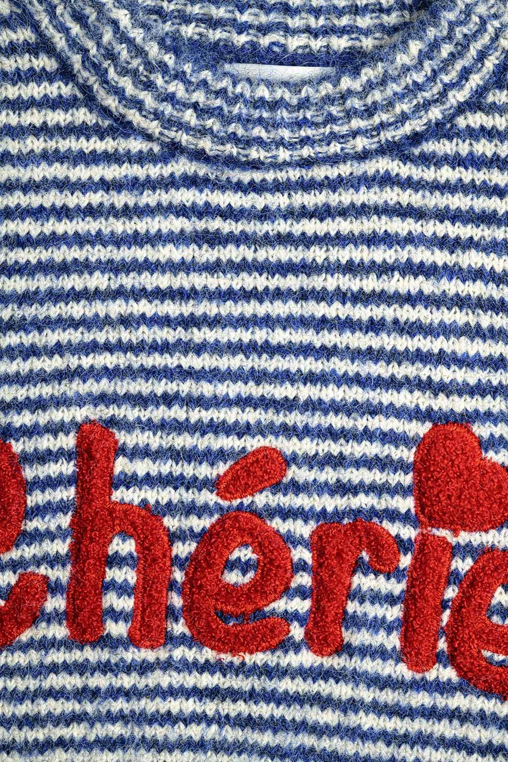 Maglione rilassato a righe spesse in blu e bianco