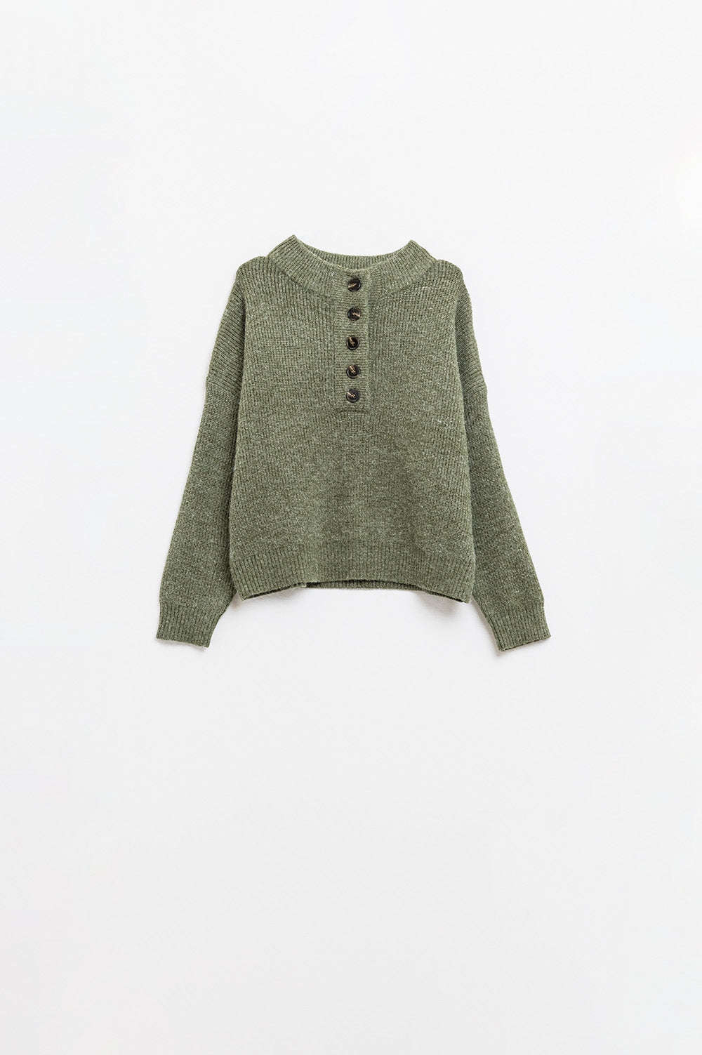 Maglione rilassato con mezzo bottone in verde