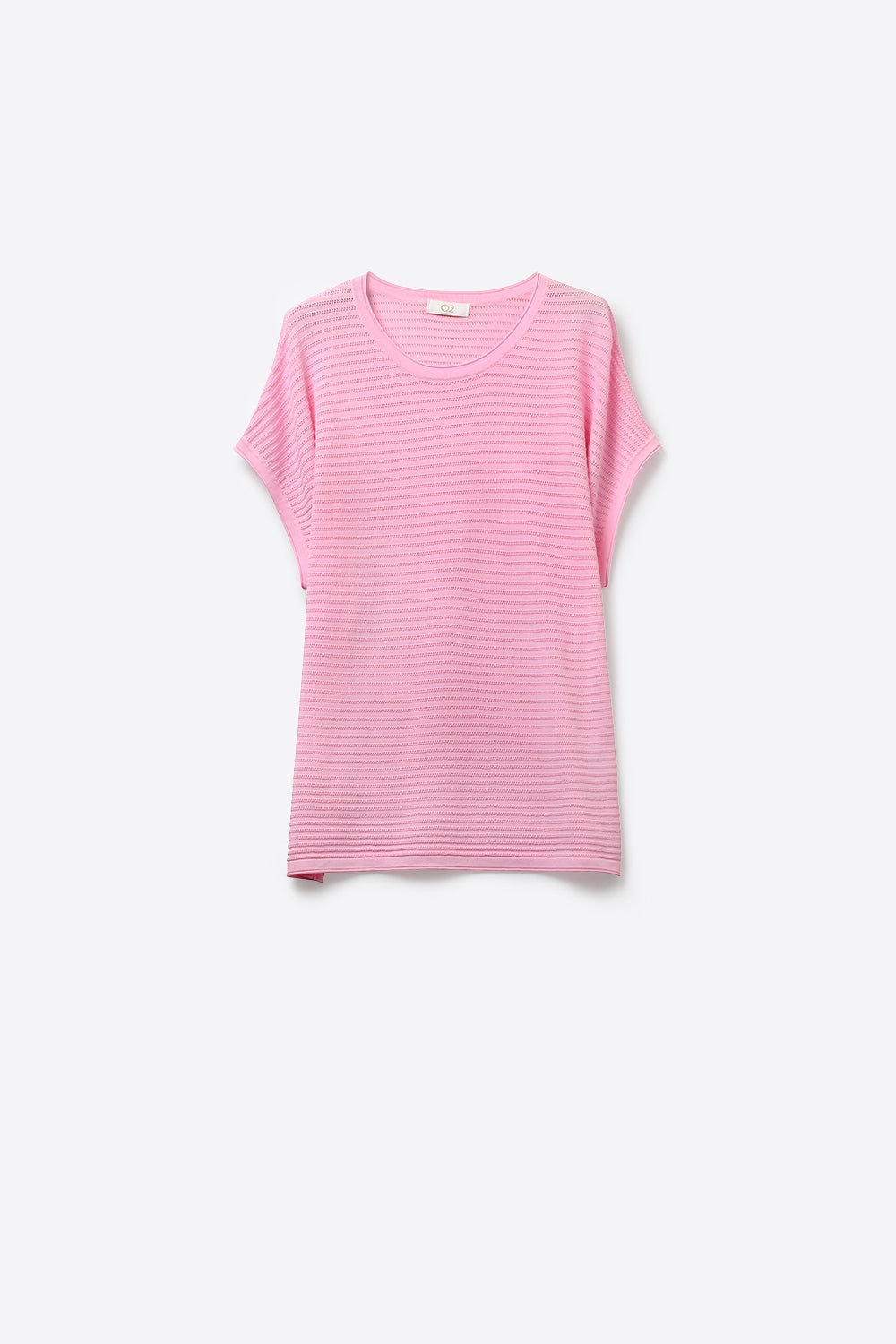 Q2 Maglione rosa a coste vestibilità ampia con maniche scese