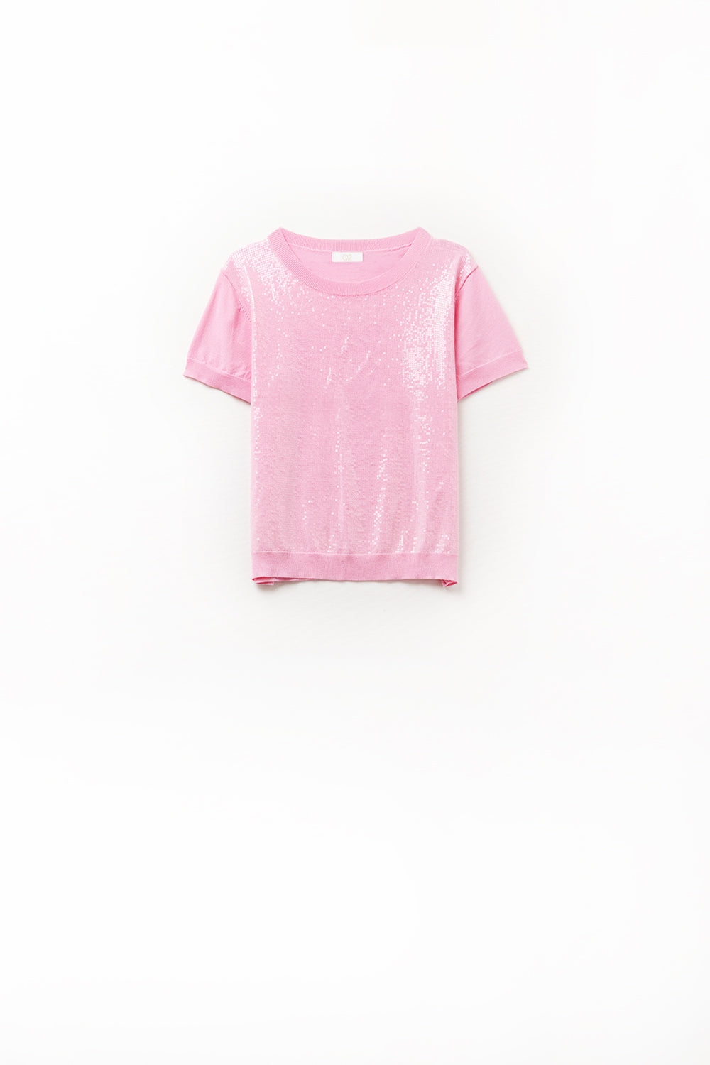 Q2 Maglione rosa con paillettes e girocollo