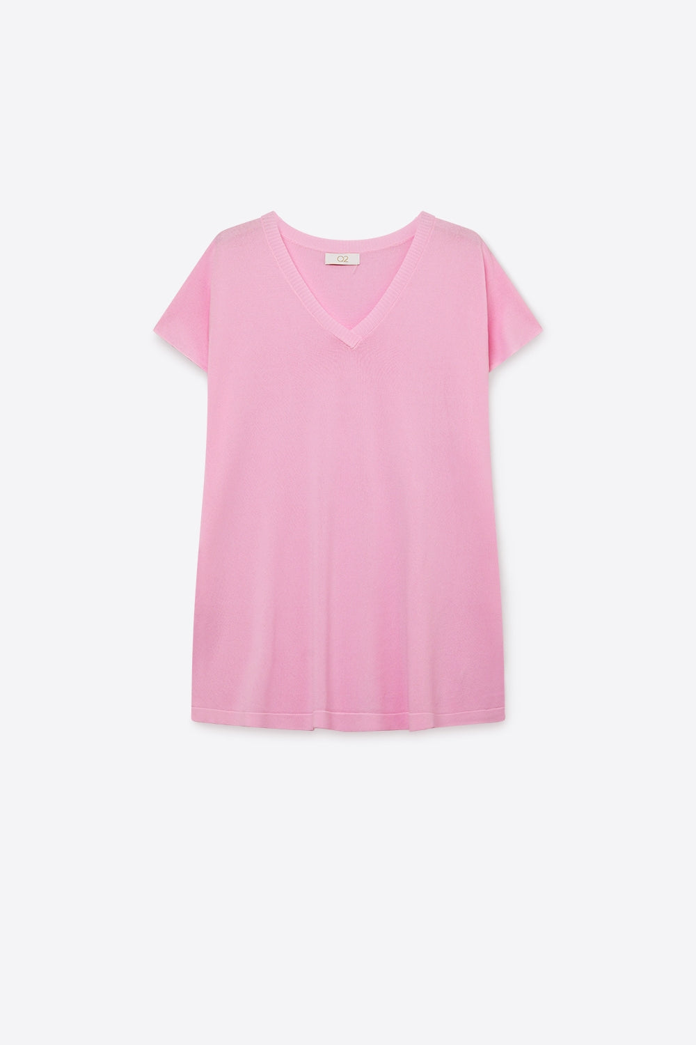 Q2 Maglione rosa con scollo a V e vestibilità rilassata