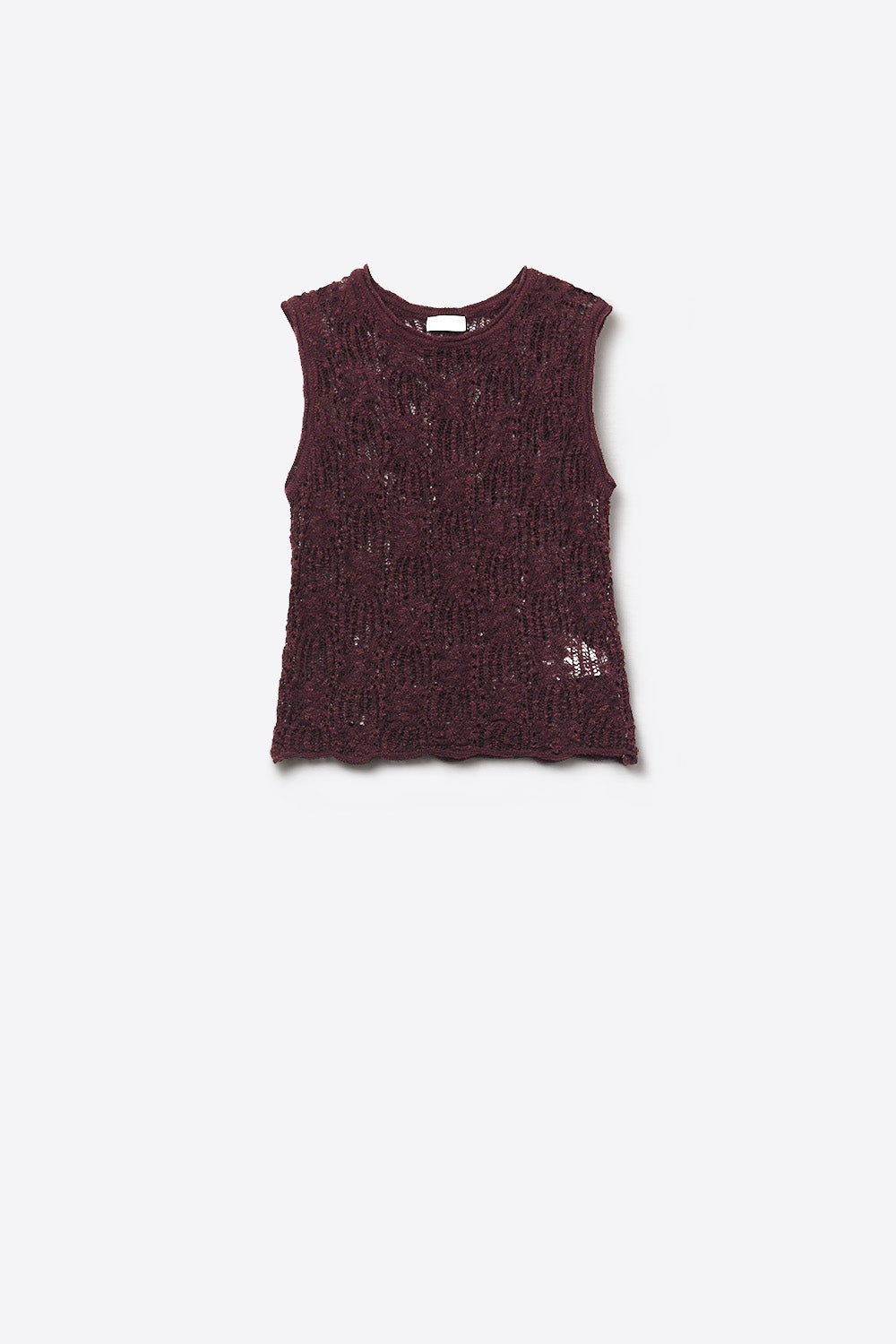 Maglione senza maniche all'uncinetto viola borgogna