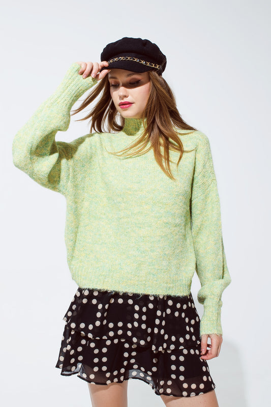 Q2 maglione verde chiaro in maglia morbida