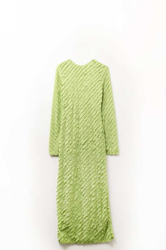 Q2 Maxi abito verde con mini-arruffatura in sbieco