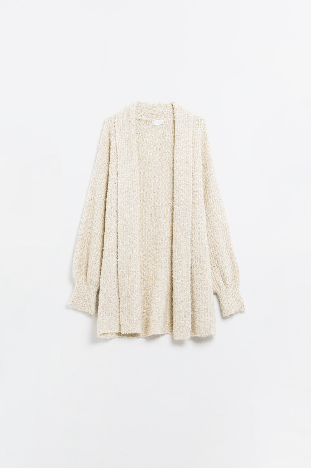 Q2 maxi cargidan in maglia soffice color crema