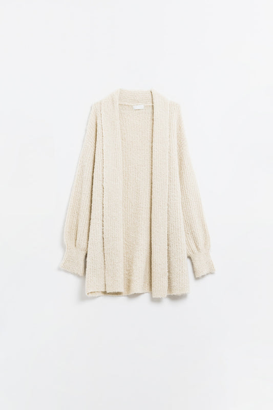Q2 maxi cargidan in maglia soffice color crema