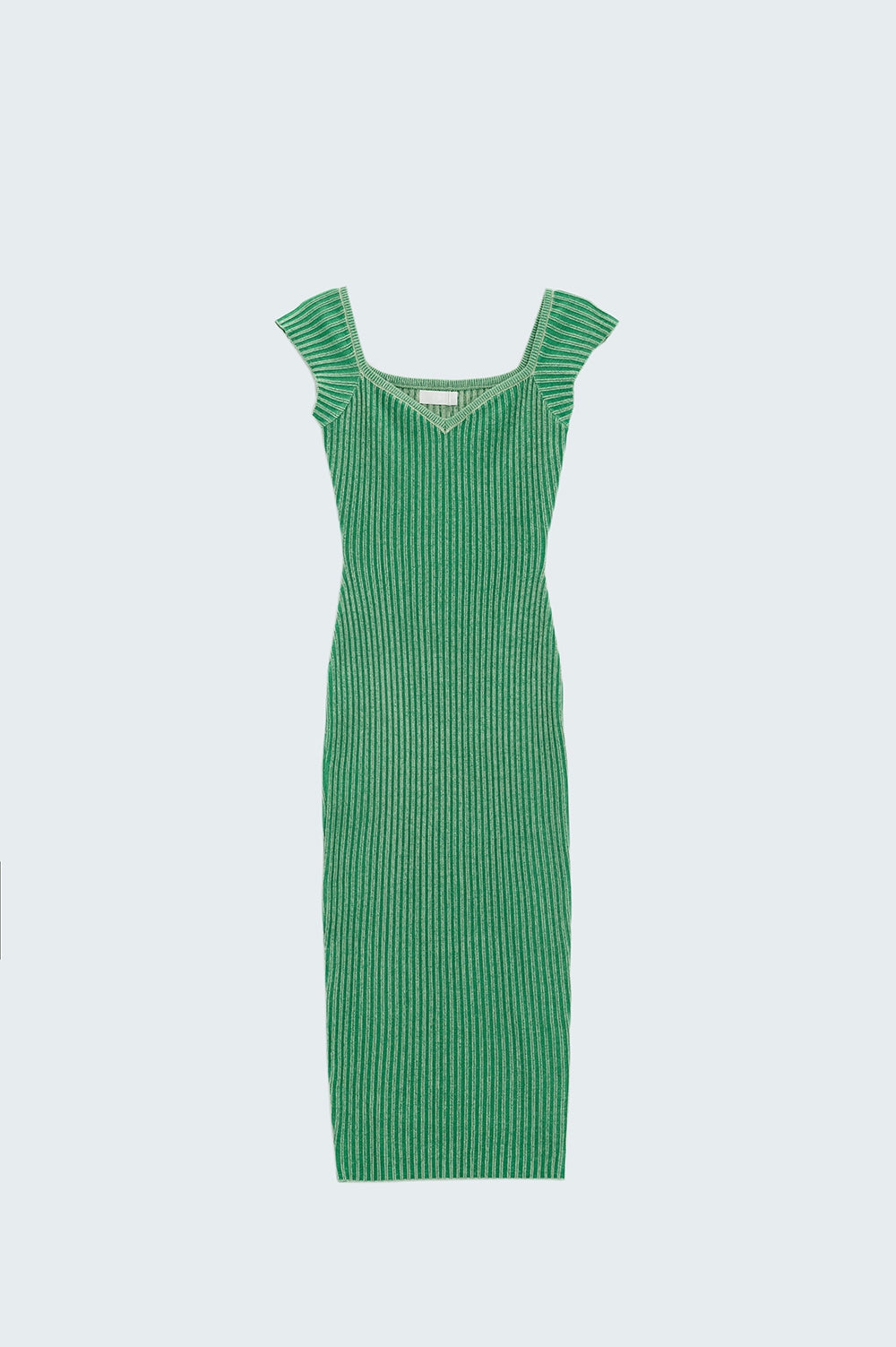 Midi verde Abito Bodycon a coste spesse con maniche a cappuccio