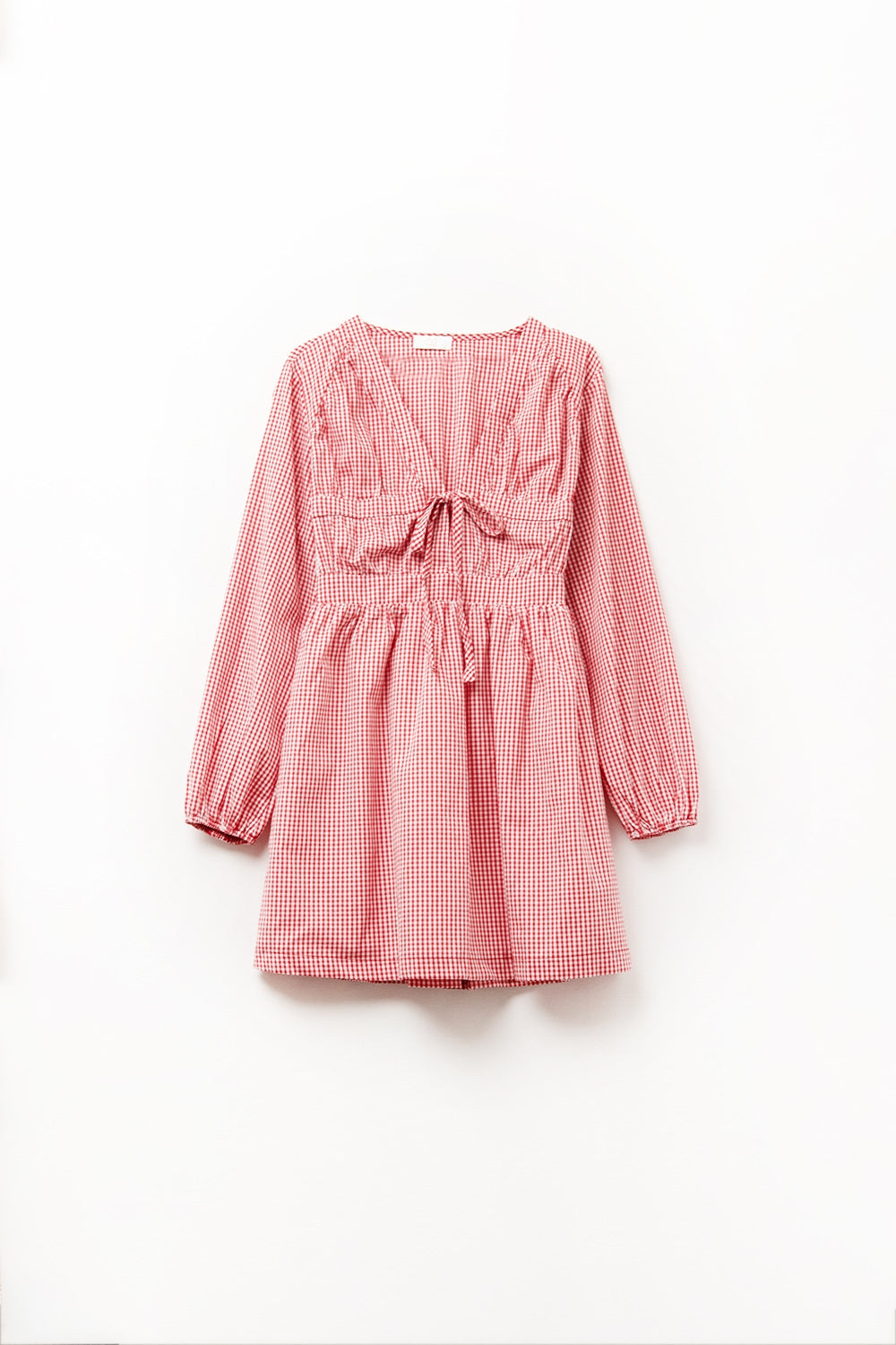 Q2 Mini abito rosso con laccetti in gingham