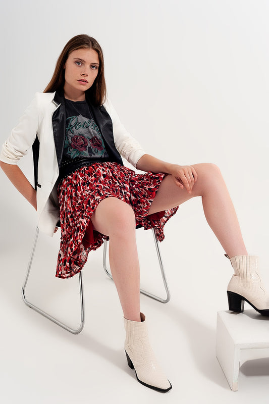 Q2 Minigonna con ruches in animalier