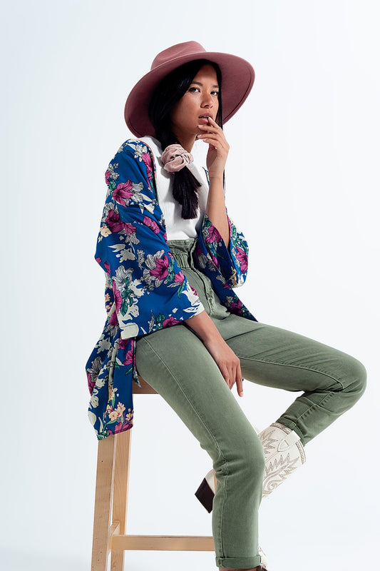 Q2 Mom jeans con cintura elasticizzata paperbag kaki