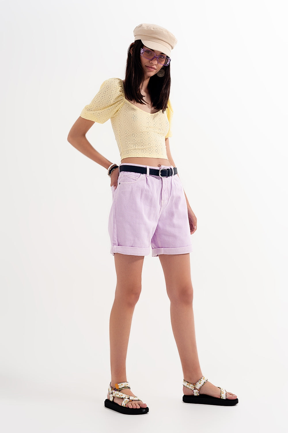 Mom shorts di jeans lilla