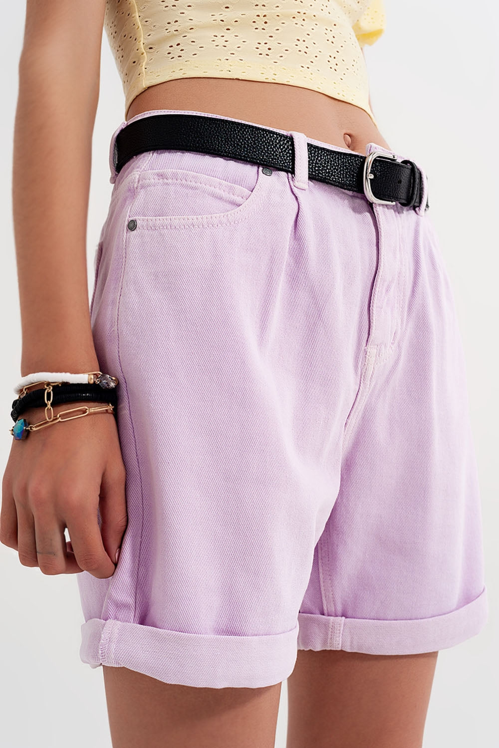 Mom shorts di jeans lilla