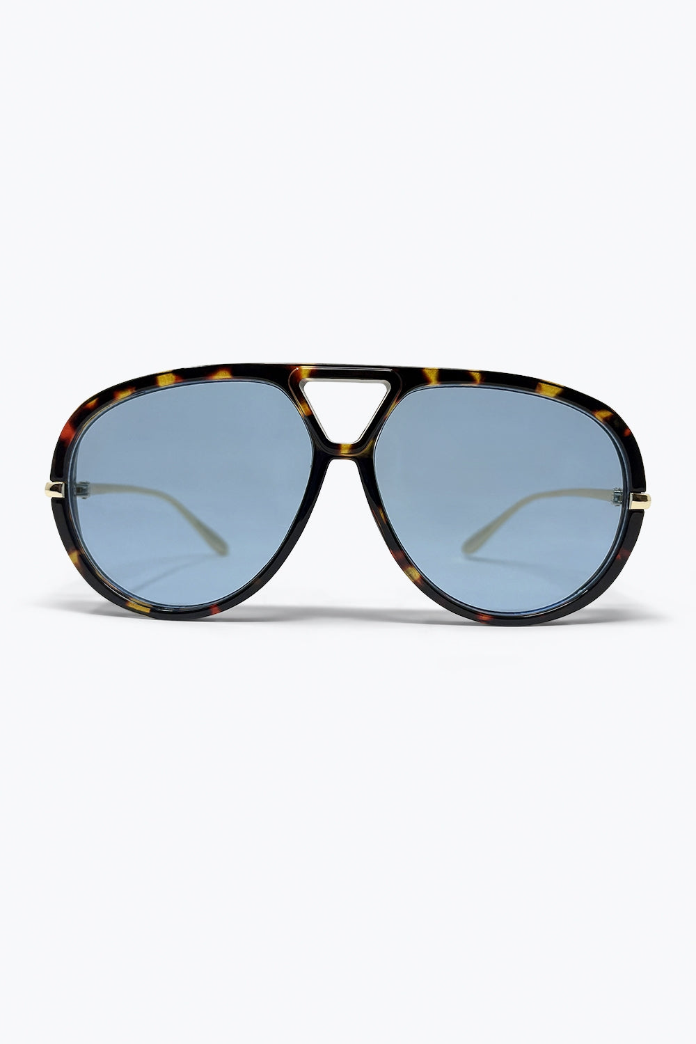 Q2 Montatura Tartaruga Lenti Blu Occhiali da Sole Oversize